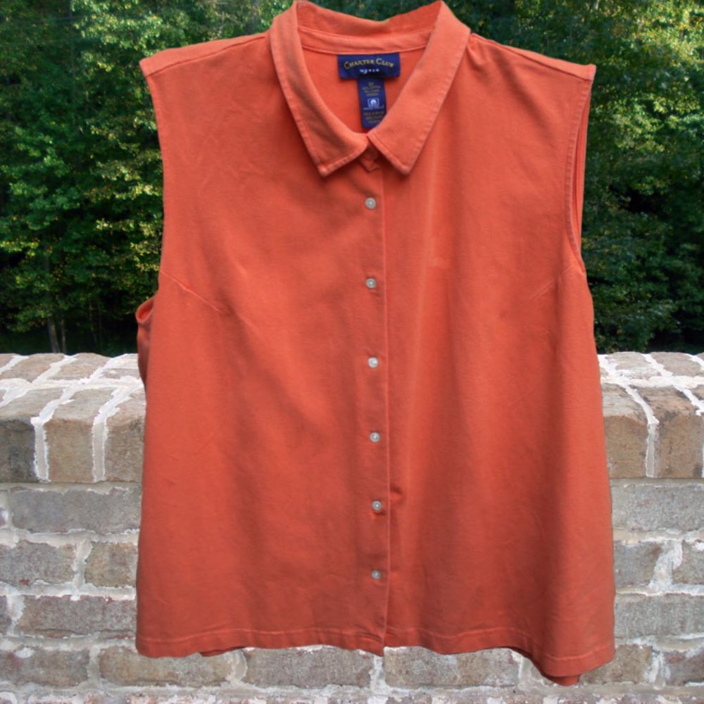 Charter Club Women Collared Button Down Sleeveless Top - Size 3X
